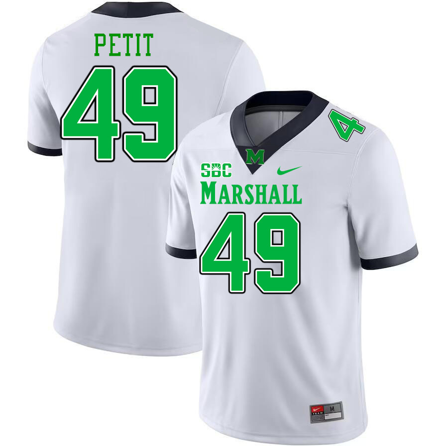 Men #49 Drew Petit Marshall Thundering Herd SBC Conference College Football Jerseys Stitched-White